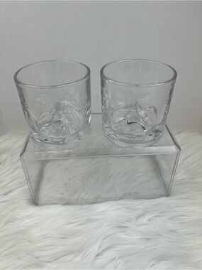 LIITON EVEREST MOUNTAIN Set of 2 High Quality Crystal 10oz Whiskey Glasses Party